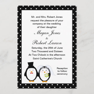 Customisable Penguin Wedding Invitation