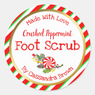 Customisable Peppermint Christmas Foot Scrub DIY Classic Round Sticker