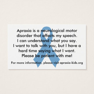 Customisable Personal Apraxia Awareness Cards