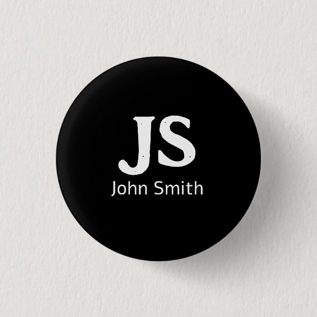 Customisable personal initials 3 cm round badge (Front)