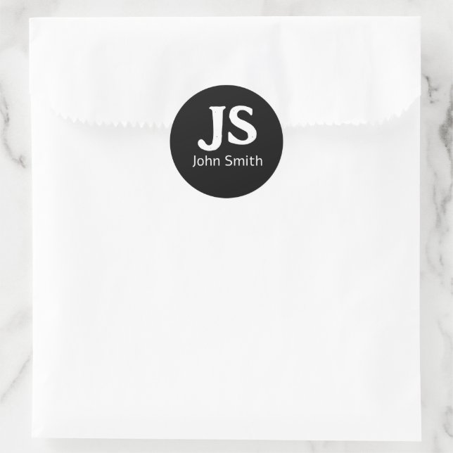 Customisable personal initials classic round sticker (Bag)