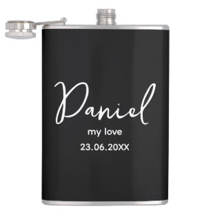 Customisable personal initials, gift for man hip flask