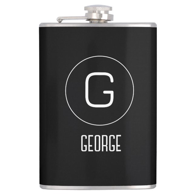 Customisable personal name logo  hip flask (Front)