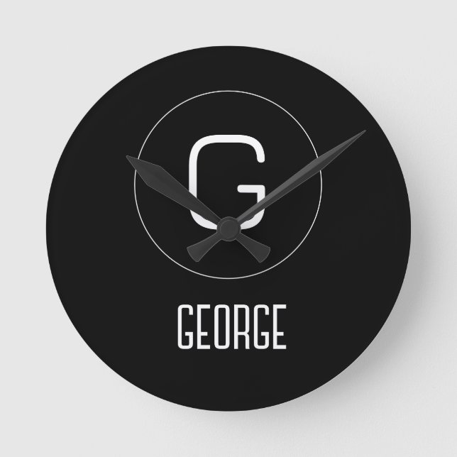 Customisable personal name logo  round clock (Front)