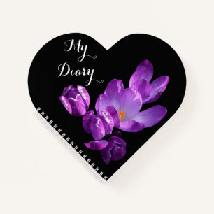 Customisable personal purple flowers trendy boho  notebook