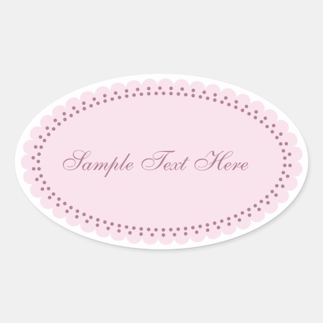 Customisable personalise beauty elegant pink oval oval sticker (Front)