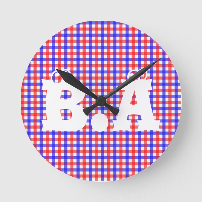 Customisable Personalise Initials Cute Round Clock (Front)