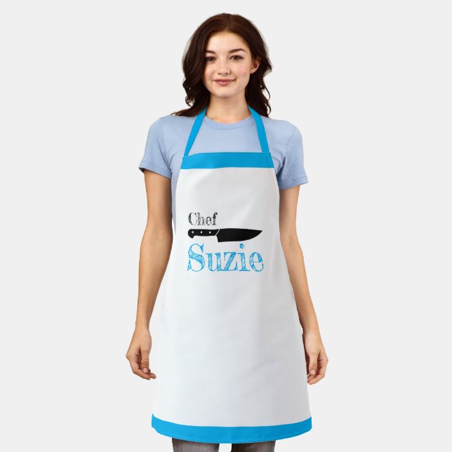 Customisable Personalised Chef Name Mens Womens  Apron (Worn)