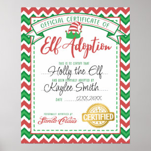 Customisable Personalised Elf Adoption Certificate Poster