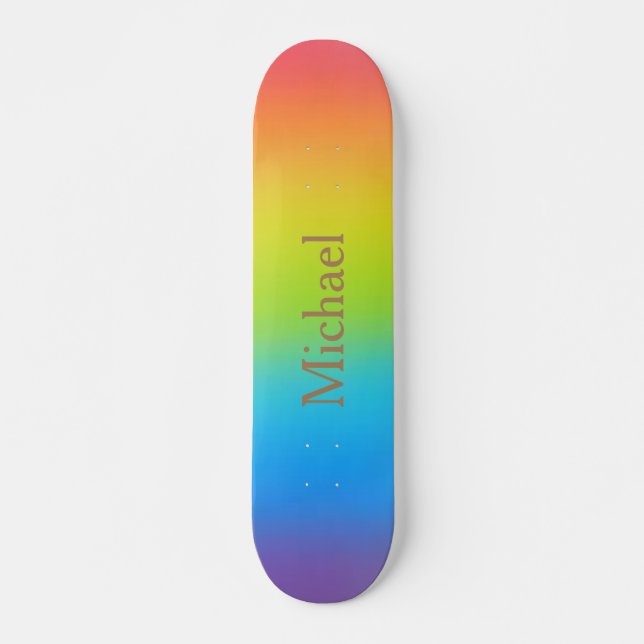 Customisable  Personalised Name Rainbow Design  Skateboard (Front)