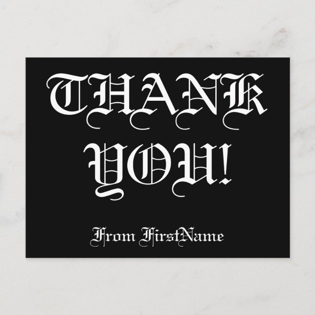 Customisable, Personalised "THANK YOU!" Postcard (Front)