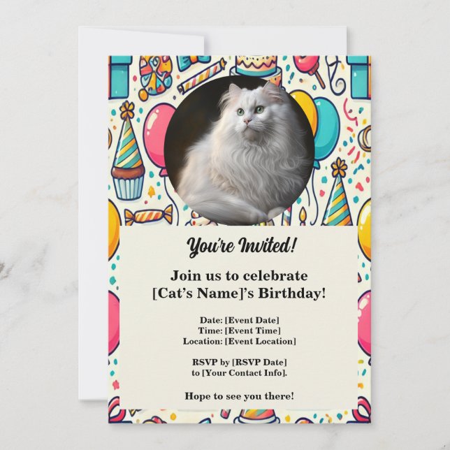 Customisable Pet Birthday Invitation Card  (Front)