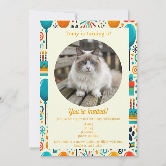 Customisable Pet Birthday Invitation Card  (Front)