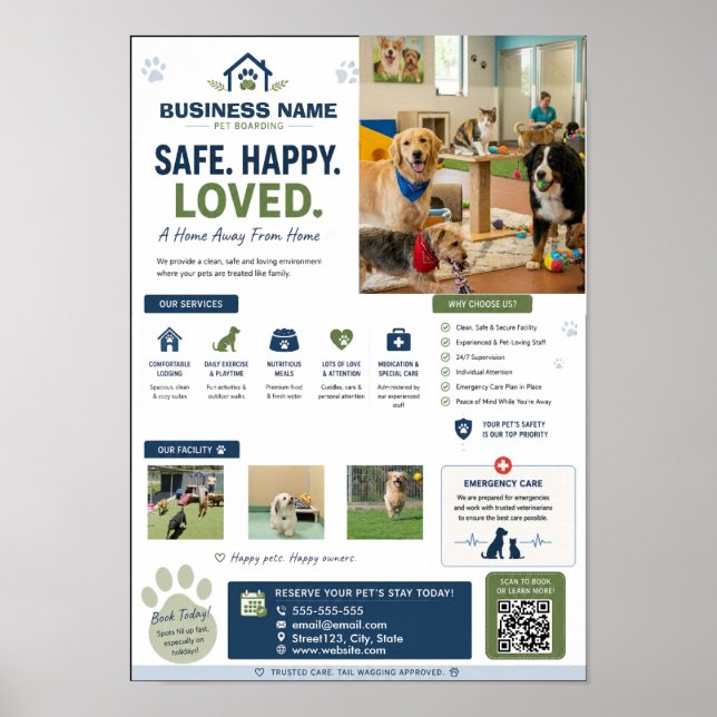 Customisable Pet Boarding Poster Dog & Cat Kennel  (Front)