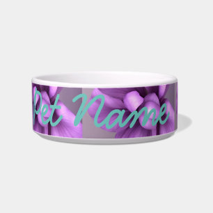 Customisable PET BOWL Purple Flowers w/ blue