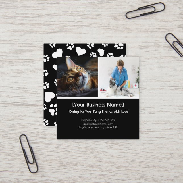 Customisable Pet Care Business Card with Photos  (Front/Back In Situ)