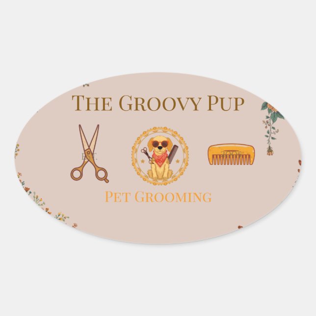 Customisable Pet Care Professional Card Oval Sticker (Front)
