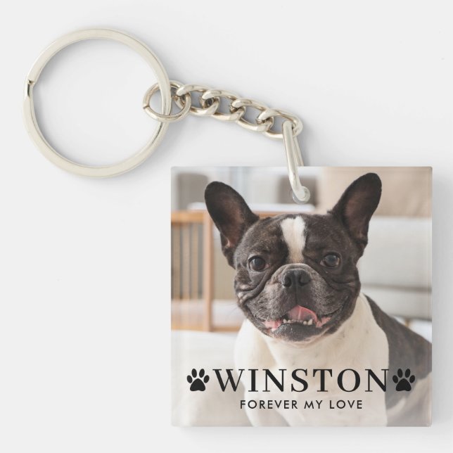 Customisable Pet Dog Memorial Photo Keepsake Key Ring (Front)