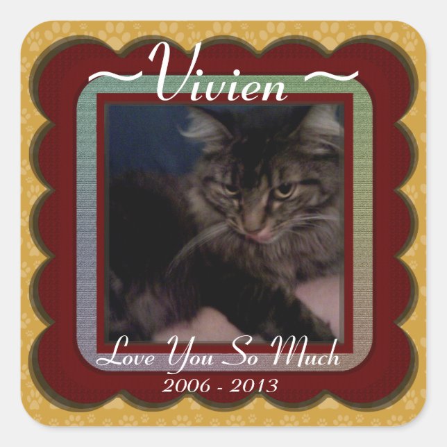 Customisable Pet Memorial  Square Sticker (Front)