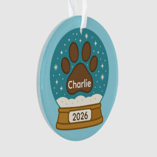 Customisable Pet Paw Print Snow Globe Ornament 