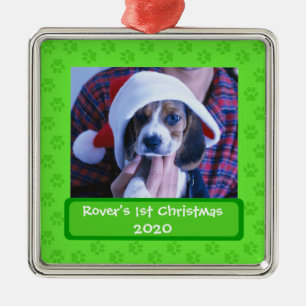 Customisable pet paws photo christmas ornament