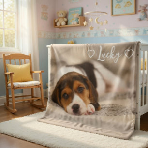 Customisable Pet Photo and Name Fleece Blanket