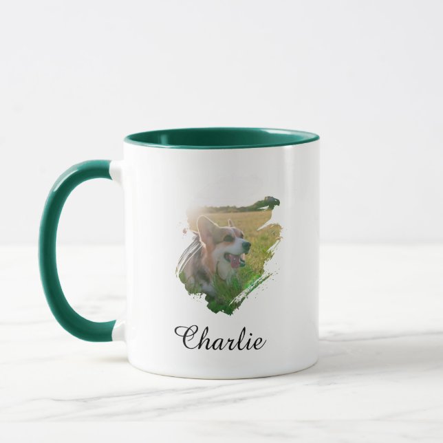 Customisable Pet Photo Template & Text For Name  Mug (Left)
