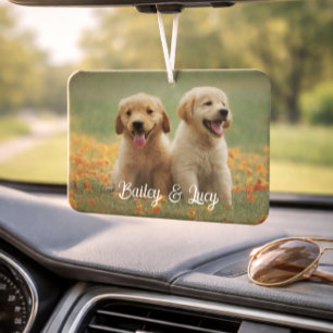 Customisable Pet Photo With Customisable Name Text Car Air Freshener