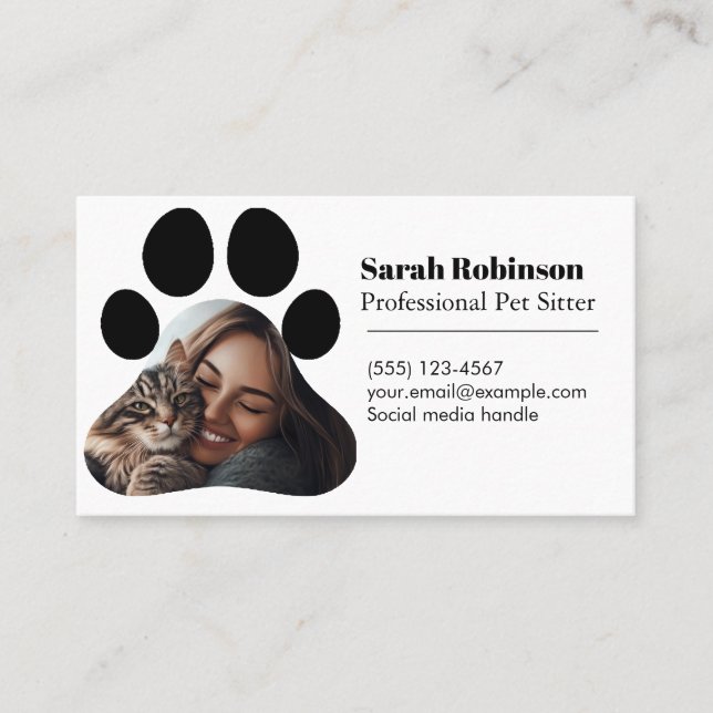 Customisable Pet Sitter Business Card with Photo  (Front)