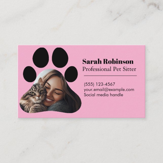 Customisable Pet Sitter Business Card with Photo  (Front)