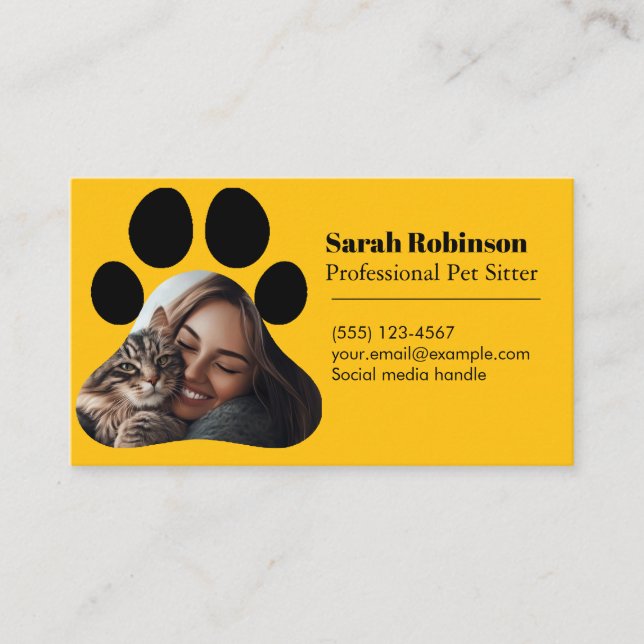 Customisable Pet Sitter Business Card with Photo  (Front)