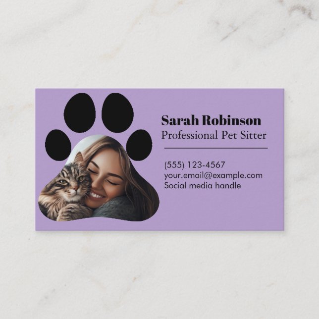 Customisable Pet Sitter Business Card with Photo  (Front)