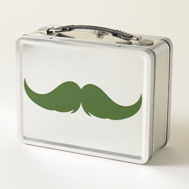 Customisable Petite Handlebar Moustache Metal Lunch Box (Back)