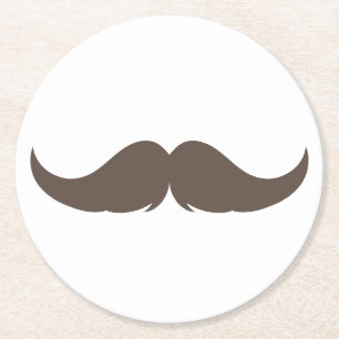 Customisable Petite Handlebar Moustache Round Paper Coaster