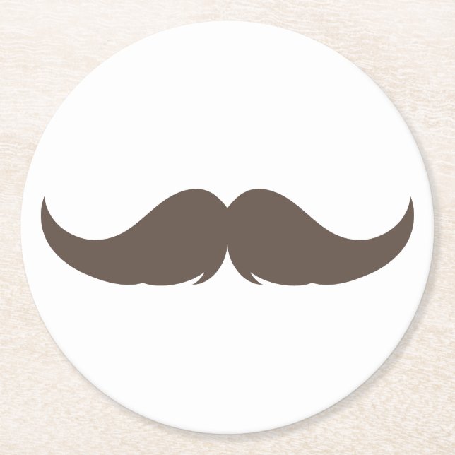 Customisable Petite Handlebar Moustache Round Paper Coaster (Front)