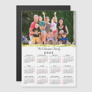 Customisable Photo and Name 2024 Calendar Magnet
