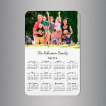 Customisable Photo and Name 2025 Calendar Magnet<br><div class="desc">Personalise a 2025 calendar magnet with the people you love. Replace the sample photo and name with your own in the sidebar. The custom text is in a modern black script font. Below it is a small black calendar on a white background. Makes a great custom stocking stuffer. Calendar design...</div>