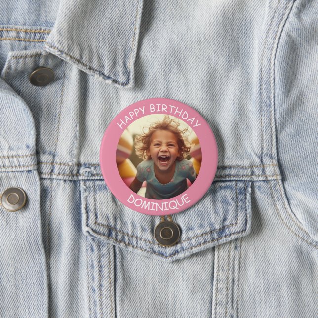 Customisable Photo and Name Birthday Button (In Situ)