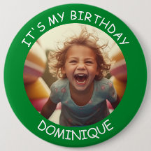 Customisable Photo and Name Birthday Button