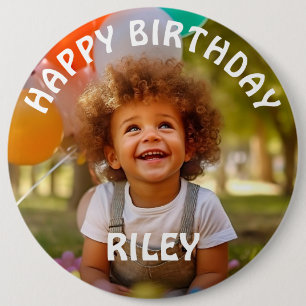 Customisable Photo and Name Birthday Button
