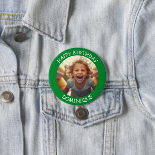 Customisable Photo and Name Birthday Button