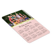 Customisable Photo and Name Pink 2024 Calendar Magnet (Right Side)