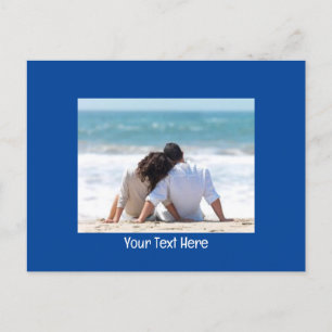 Customisable Photo and Text Deep Blue Postcard