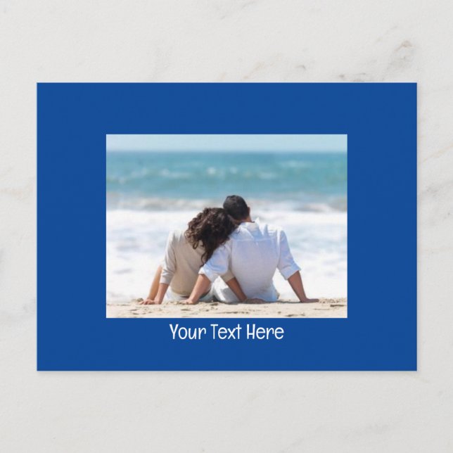 Customisable Photo and Text Deep Blue  Postcard (Front)