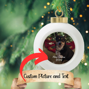Customisable Photo Christmas Ceramic Ball Ornament