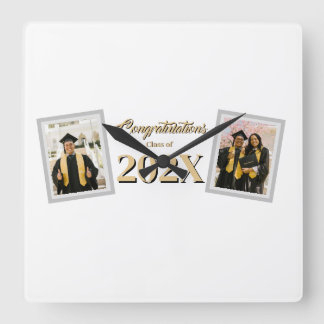 Customisable Photo Class of 202X Graduation Square Wall Clock