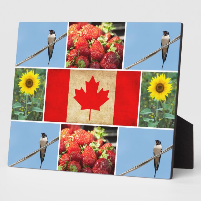 Customisable photo collage & Flag of CANADA Plaque (Side)