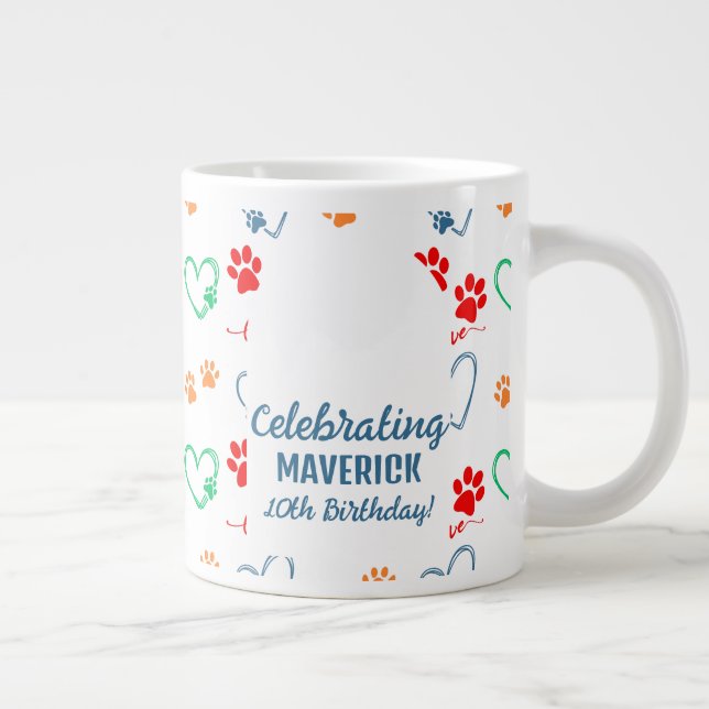 Customisable Photo Dog Parent Souvenir Large Coffee Mug (Right)