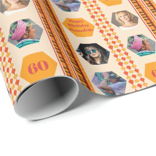 Customisable Photo Ethnic Bohemian Boho Orange Red Wrapping Paper