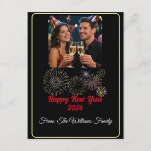 Customisable Photo Fireworks Happy New Year  Postcard